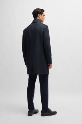 Abrigo slim fit con interior desmontable con cremallera, Azul oscuro