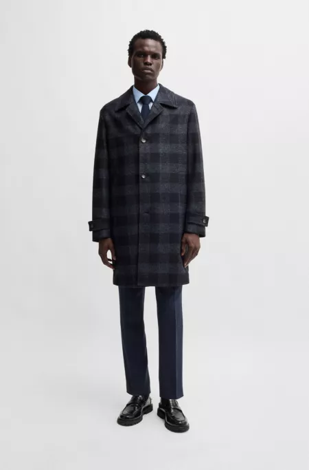 Checked-jersey coat in a classic fit