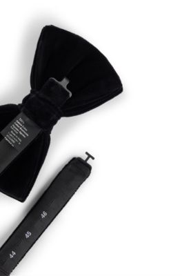 Pajarita anudada en terciopelo de algod&oacute;n, Negro