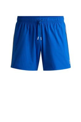Hugo Boss Fully Lined Swim Shorts With Signature Stripe In Blue