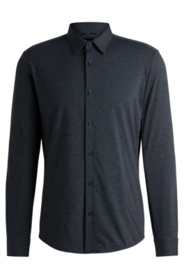 Slim-fit shirt printed performance-stretch jersey