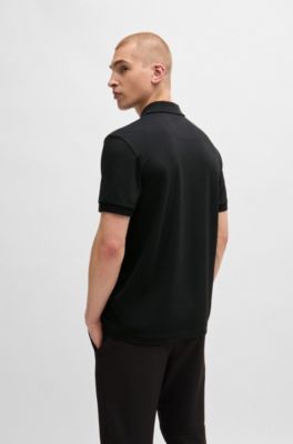 Regular-fit polo shirt with logo detail, Black