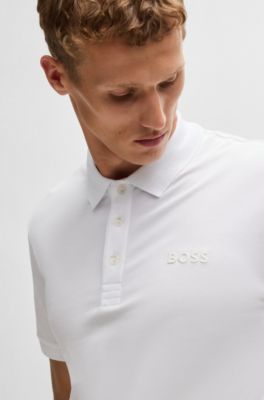 Regular-fit polo shirt with logo detail, White