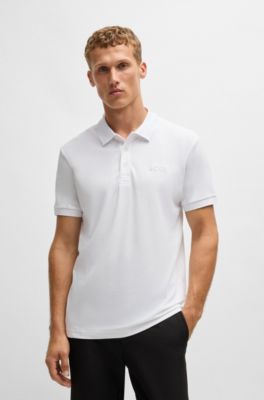 Regular-fit polo shirt with logo detail, White
