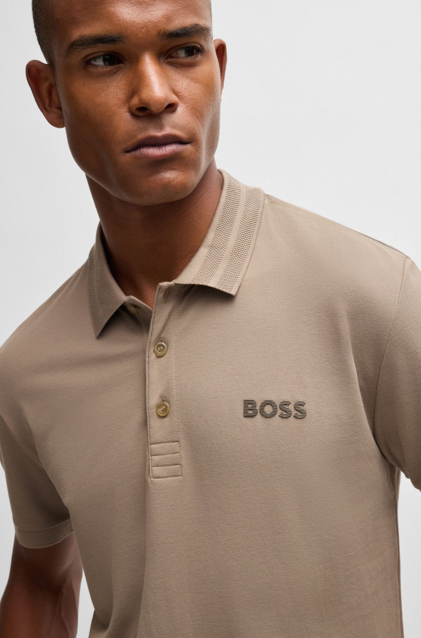 BOSS - Regular-fit polo shirt with logo detail - Light Green