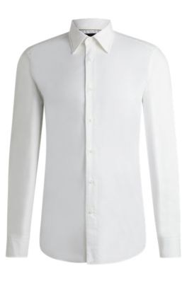 Slim-fit shirt in super-stretch fabric, White