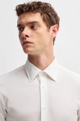 Slim-fit shirt in super-stretch fabric, White
