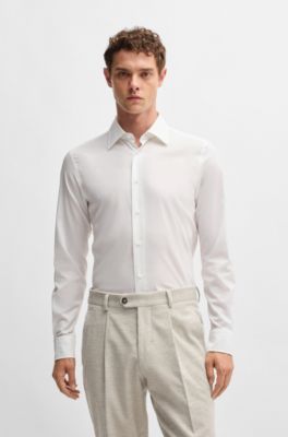 Slim-fit shirt in super-stretch fabric, White