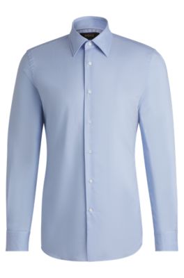 Slim-fit shirt in performance-stretch fabric, Light Blue