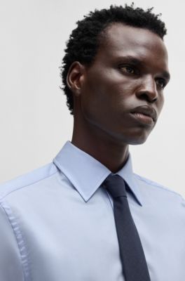 Slim-fit shirt in performance-stretch fabric, Light Blue