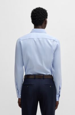 Slim-fit shirt in performance-stretch fabric, Light Blue