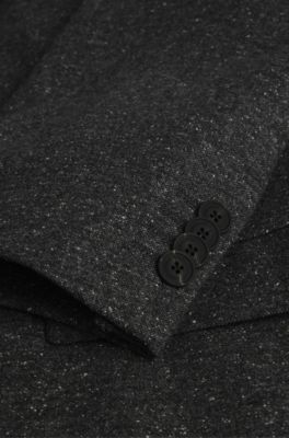 Slim-fit suit in micro-patterned wool, Light Grey