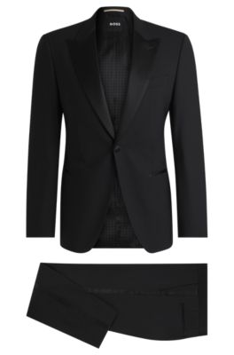 Hugo Boss Slim-fit Tuxedo Suit In Stretch Wool In Black