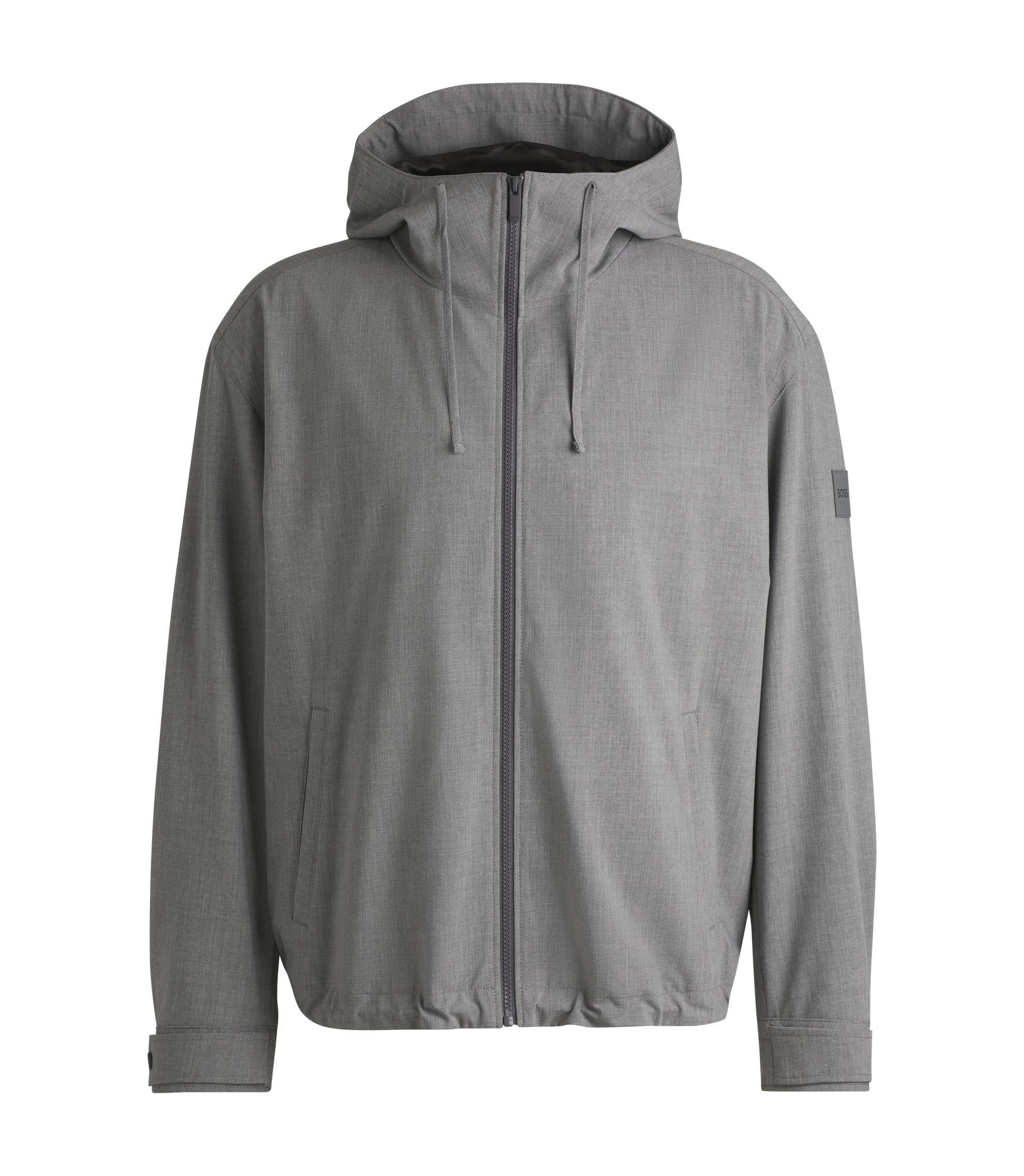 BOSS - Regular-fit jacket in performance-stretch material - Grey