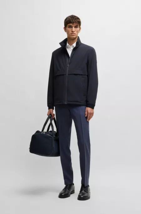 Softshell jacket in washable stretch fabric with packable hood