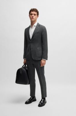 Slim-fit jacket in micro-patterned stretch cloth, Grey
