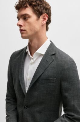 Slim-fit jacket in micro-patterned stretch cloth, Grey