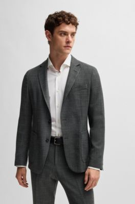 Slim-fit jacket in micro-patterned stretch cloth, Grey