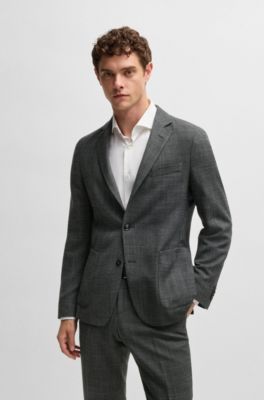 Slim-fit jacket in micro-patterned stretch cloth, Grey