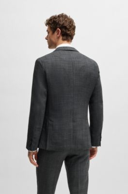 Slim-fit jacket in micro-patterned stretch cloth, Grey