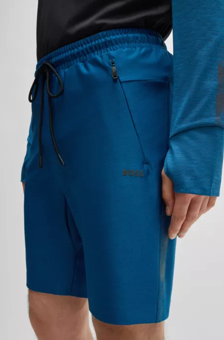 Active-stretch shorts with decorative reflective details