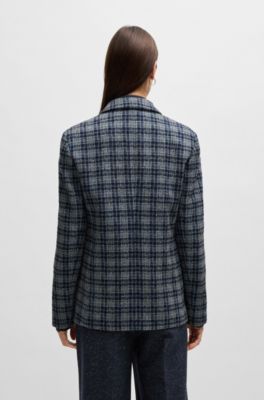 Veste crois&eacute;e Relaxed en tweed &agrave; carreaux, Fantaisie
