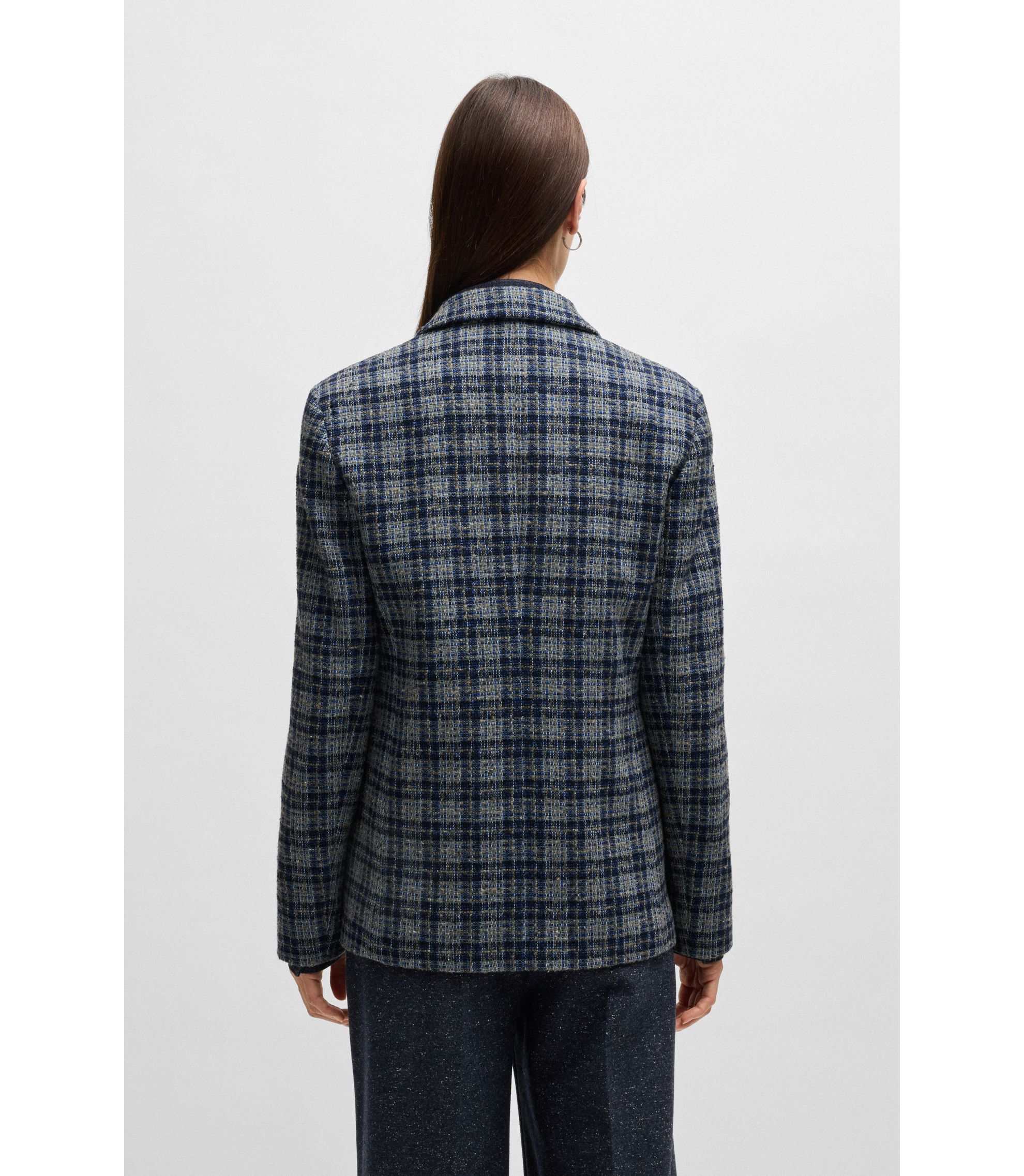 BOSS - Relaxed-fit double-breasted jacket in checked tweed - Patterned