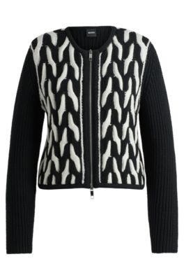 Hugo Boss Slim-fit Jacket In Wool Jacquard In Patterned