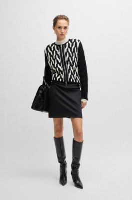 Slim-fit jacket in wool jacquard, Patterned