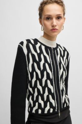 Slim-fit jacket in wool jacquard, Patterned