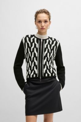 Slim-fit jacket in wool jacquard, Patterned