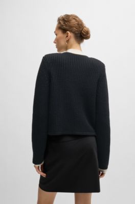 Slim-fit jacket in wool jacquard, Patterned