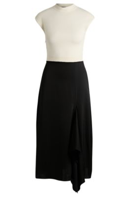 Hugo Boss Two-part Dress With Volant Trim In Patterned