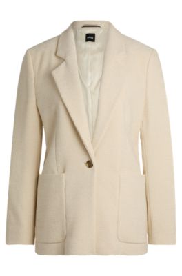 Hugo Boss Relaxed-fit Jacket In Velvet Corduroy In White