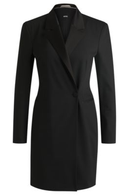 Hugo Boss Tuxedo-style Dress With Wrap Front In Black