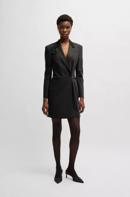 Tuxedo-style dress with wrap front