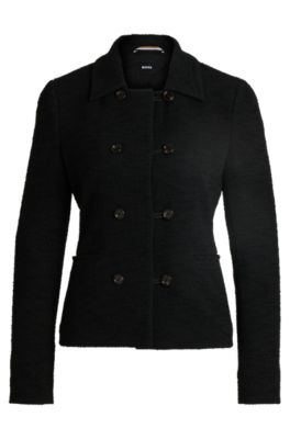 Hugo Boss Extra-slim-fit Jacket In Tweed In Black