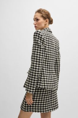 Slim-fit jacket in houndstooth fabric with metallic trims, Patterned
