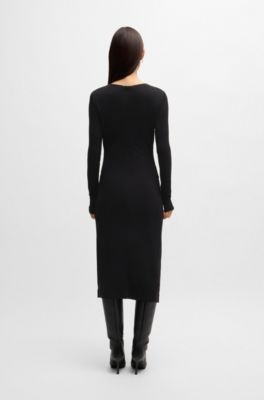 Matte-jersey dress with keyhole neckline