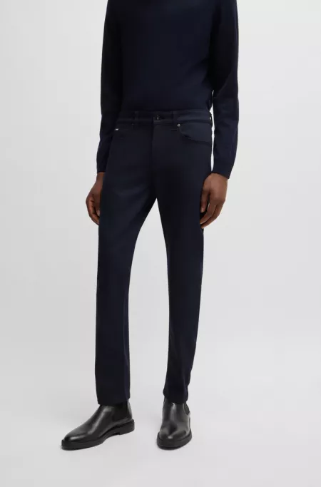Slim-fit jeans in dark-blue performance-stretch denim