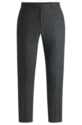Hugo Boss Slim-fit Trousers In Micro-patterned Stretch Cloth In Grey