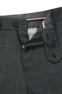 Pantalon Slim en tissu stretch &agrave; micro motif, Gris