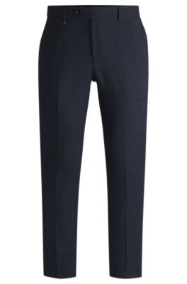 Pantalones slim fit en pa&ntilde;o el&aacute;stico con micromotivo, Azul oscuro