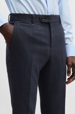Pantalones slim fit en pa&ntilde;o el&aacute;stico con micromotivo, Azul oscuro