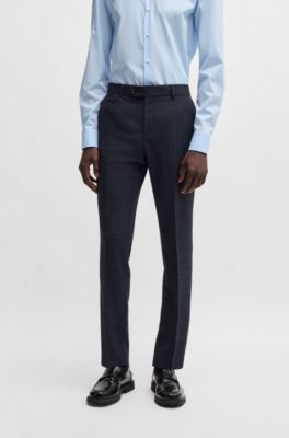 Pantalones slim fit en pa&ntilde;o el&aacute;stico con micromotivo, Azul oscuro