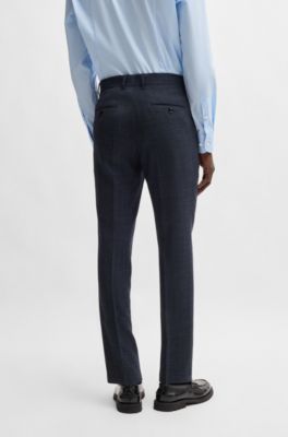 Pantalones slim fit en pa&ntilde;o el&aacute;stico con micromotivo, Azul oscuro