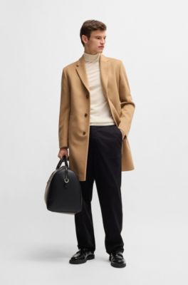 Manteau &eacute;l&eacute;gant en laine vierge m&eacute;lang&eacute;e, Beige