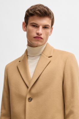 Manteau &eacute;l&eacute;gant en laine vierge m&eacute;lang&eacute;e, Beige