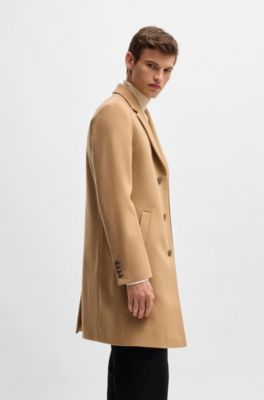 Manteau &eacute;l&eacute;gant en laine vierge m&eacute;lang&eacute;e, Beige