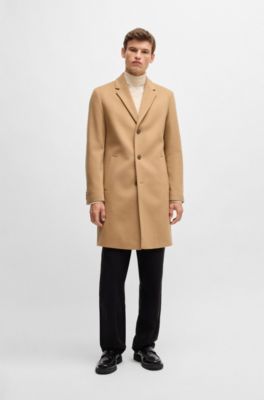 Manteau &eacute;l&eacute;gant en laine vierge m&eacute;lang&eacute;e, Beige